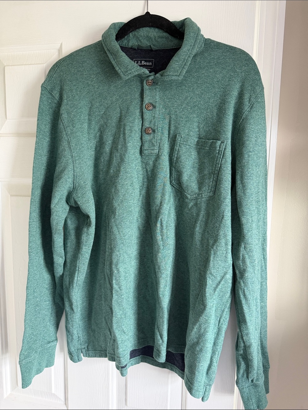 L.L. Bean Men's Green Long-Sleeve Henley with Chest Pocket